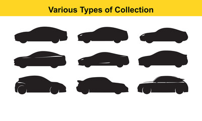 Silhouette Car Collection: Various Types of Vehicles in Black