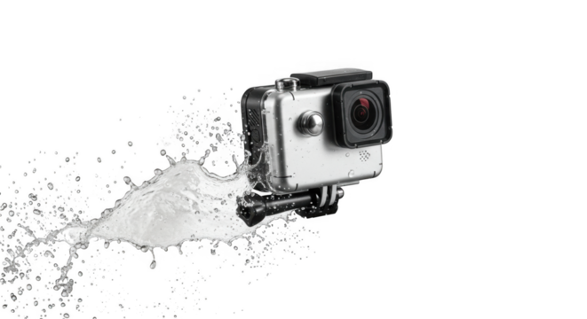 Action Camera Splash Waterproof Photography PNG for Adventure Sports