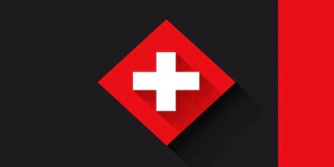 Fototapeta premium Minimalist safety reminder poster with bold red icon