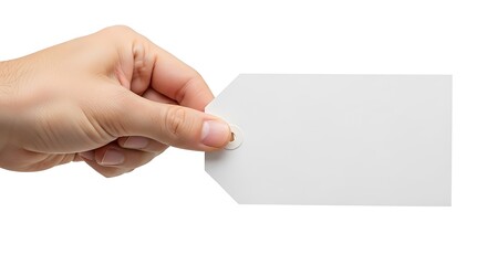 Hand Holding Blank White Tag