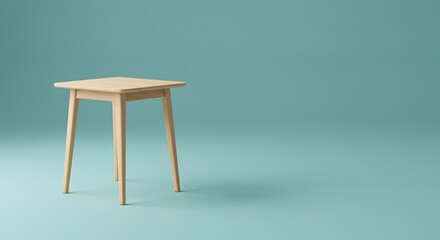 Modern Wooden Side Table on Teal Background