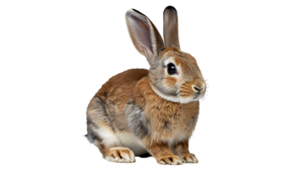 Brown rabbit isolated cute bunny pet animal adorable hare easter mammal rodent on transparent background