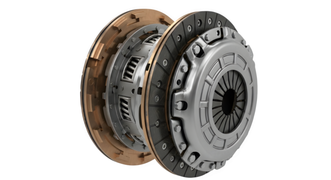 Detailed automotive clutch assembly showcasing precision engineering and durable components for vehicle transmission systems, a vital industrial part.