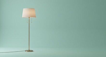 Minimalist Floor Lamp on Pastel Green Background