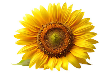 Fototapeta premium Beautiful yellow sunflower blossom close up photography for design use on transparent background.