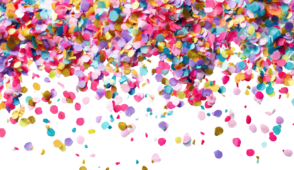 Colorful confetti falling on a black background