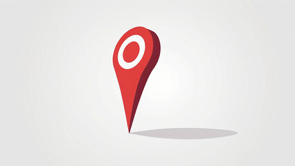 Vector illustration of a red map pin icon with shadow, simplistic and clear flat design, positioned upright with sharp edges, centered on a clean white background. High-contrast, app-ready.