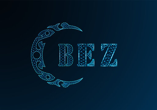 Low poly letter logo BEZ design. BEZ letter logo low poly vector design on blue color gradient background. BEZ logo low poly design