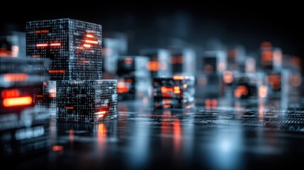 Digital data manipulation in a futuristic environment abstract technology scene cybernetic landscape high-tech perspective