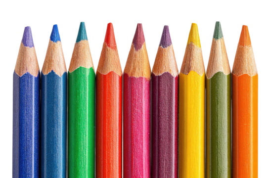 Close-up of a row of colored pencils