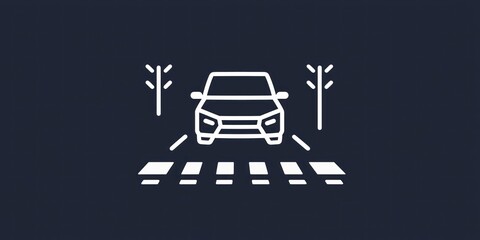 Traffic accident risk icon on road line art