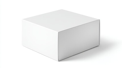 Blank white cardboard packaging box isolated on clean white background for branding, shipping, or product mockup