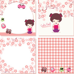 cute girl  Vector Memo Pad Bundle.eps