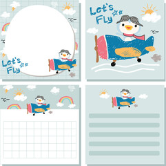 Cute Penguin Vector Memo Pad Bundle.eps