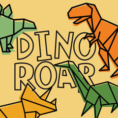 Colorful Cute Dinosaur roar colorful vector set.eps