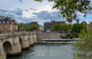 Paris, France-April 16, 2025: Pont Neuf and Seine River View