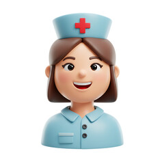 Friendly 3d cartoon nurse character isolated on transparent background
