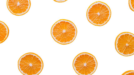 Orange slices scattered on a black background, creating a vibrant and fresh pattern.