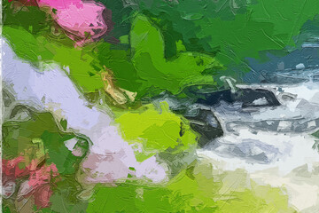 Various oil paintings, flowers, bird landscapes, streams, forests, waterfalls, plum blossoms, lakes, chrysanthemums, lotus leaves, lotus flowers