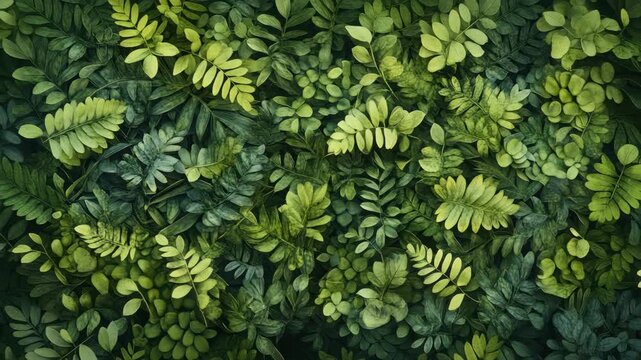 Peaceful Green Leaves Swaying in the Breeze &mdash; Calming Close-Up Nature Background with Soft Light and Seamless Loop in 4K Macro