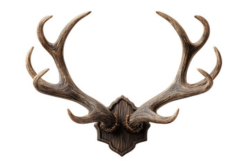 Impressive deer antlers mounted on a rustic wooden plaque a nature inspired wall decoration