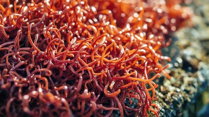 Irish Sea Moss. Red marine algae close up, natural seaweed texture, oc