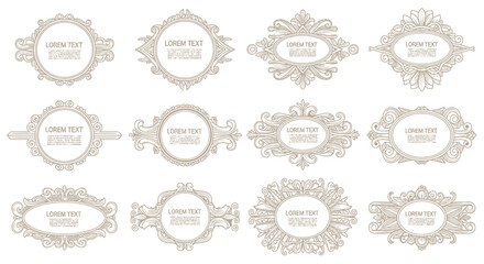 Intricate Vintage Ornate Frames with Text Space, Elegant Design Elements.