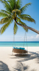 Relaxing Beach Swing Under Palm Tree