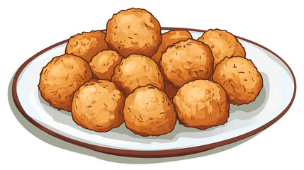A plate filled with multiple golden-brown fried balls, likely a type of savory snack or appetizer.