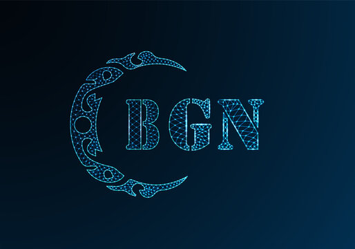 Low poly letter logo BGN design. BGN letter logo low poly vector design on blue color gradient background. BGN logo low poly design