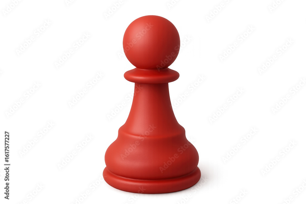Fototapete 3d rendering of a red pawn chess piece isolated on transparent background, perfect for compositing a