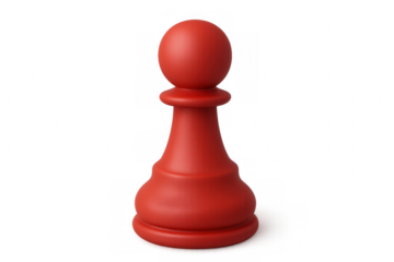 3d rendering of a red pawn chess piece isolated on transparent background, perfect for compositing and game development
