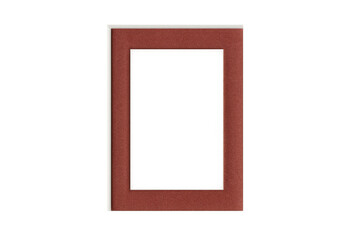 Red pastel photo frame with white border on transparent background, perfect for showcasing artwork or photography