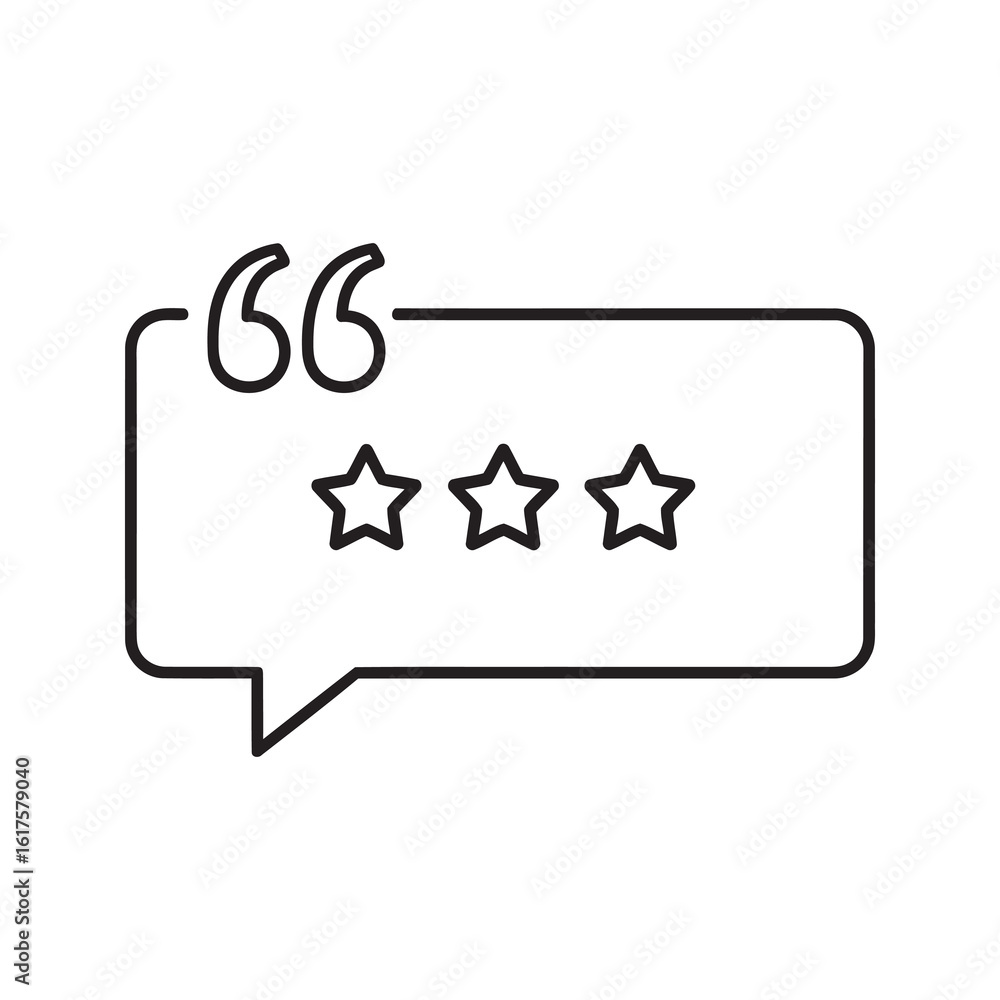 Poster customer review icon with speech bubble and three stars representing user rating feedback testimonia