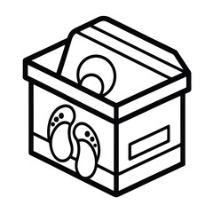 Black outline vector design of a home spa foot care box