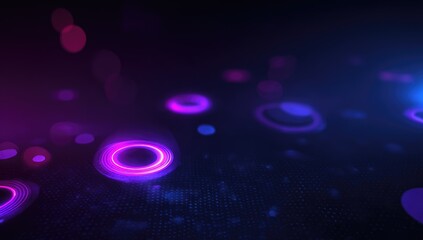 Abstract digital art with glowing circles and dots