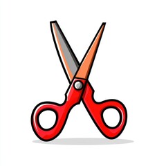 Cartoon scissors with red handles