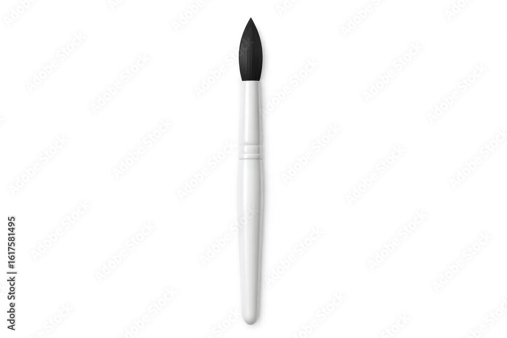 Poster new paintbrush with black bristles and white handle isolated on transparent background, creating a p