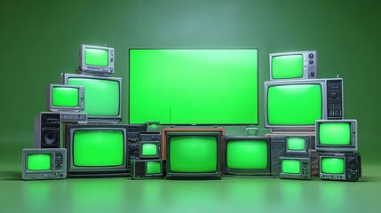 Towering stacks of sleek modern flatscreen televisions in assorted sizes