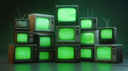 Towering stacks of sleek modern flatscreen televisions in assorted sizes
