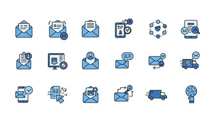 Email Marketing Analytics Icons – Flat Vector Pack for Campaign Metrics