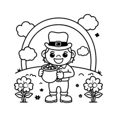 st patrick's day coloring page with a leprechaun silhouette vector art