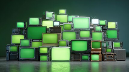 Towering stacks of sleek modern flatscreen televisions in assorted sizes