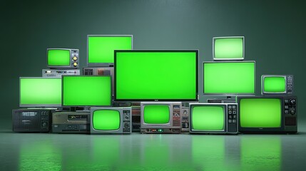 Towering stacks of sleek modern flatscreen televisions in assorted sizes
