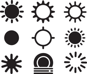  Sun icons set silhouette vector illustration with white background