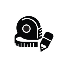 measuring tape and pencil icon  illustration 
