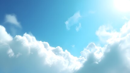 Fluffy white clouds against a vibrant blue sky.