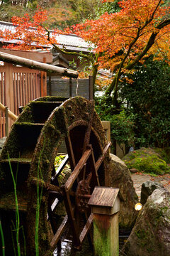 Water turbine the ancient village of Magome-juku in Nakatsugawa City, Gifu Prefecture, Japan.