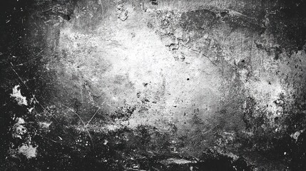  Intense black grunge surface scattered with chaotic white scratches and dusty grain