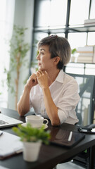Senior business asian woman mature working in office